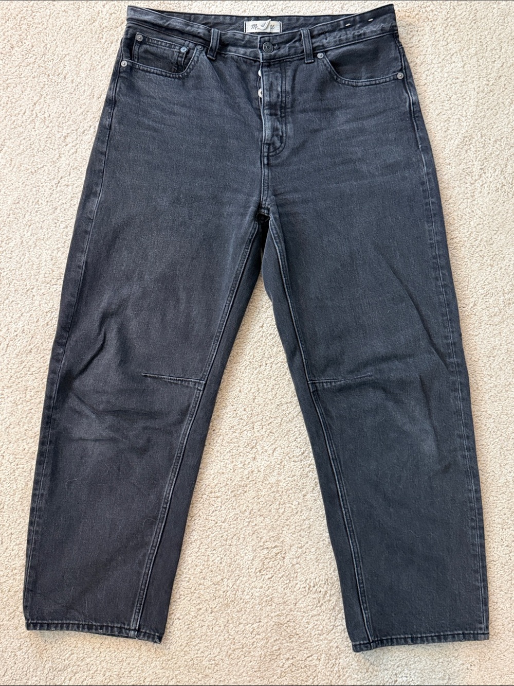 Madewell Darted Barrel-Leg Black Jeans, Size 28